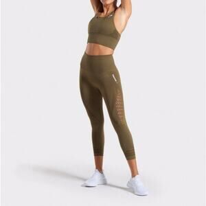 Gymshark Women's Olive Green Leggings with cutouts - XS